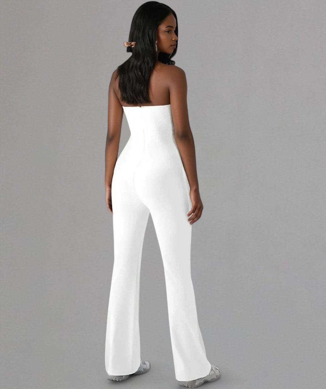 Sophie – Strapless Ribbed Wide-Leg Jumpsuit