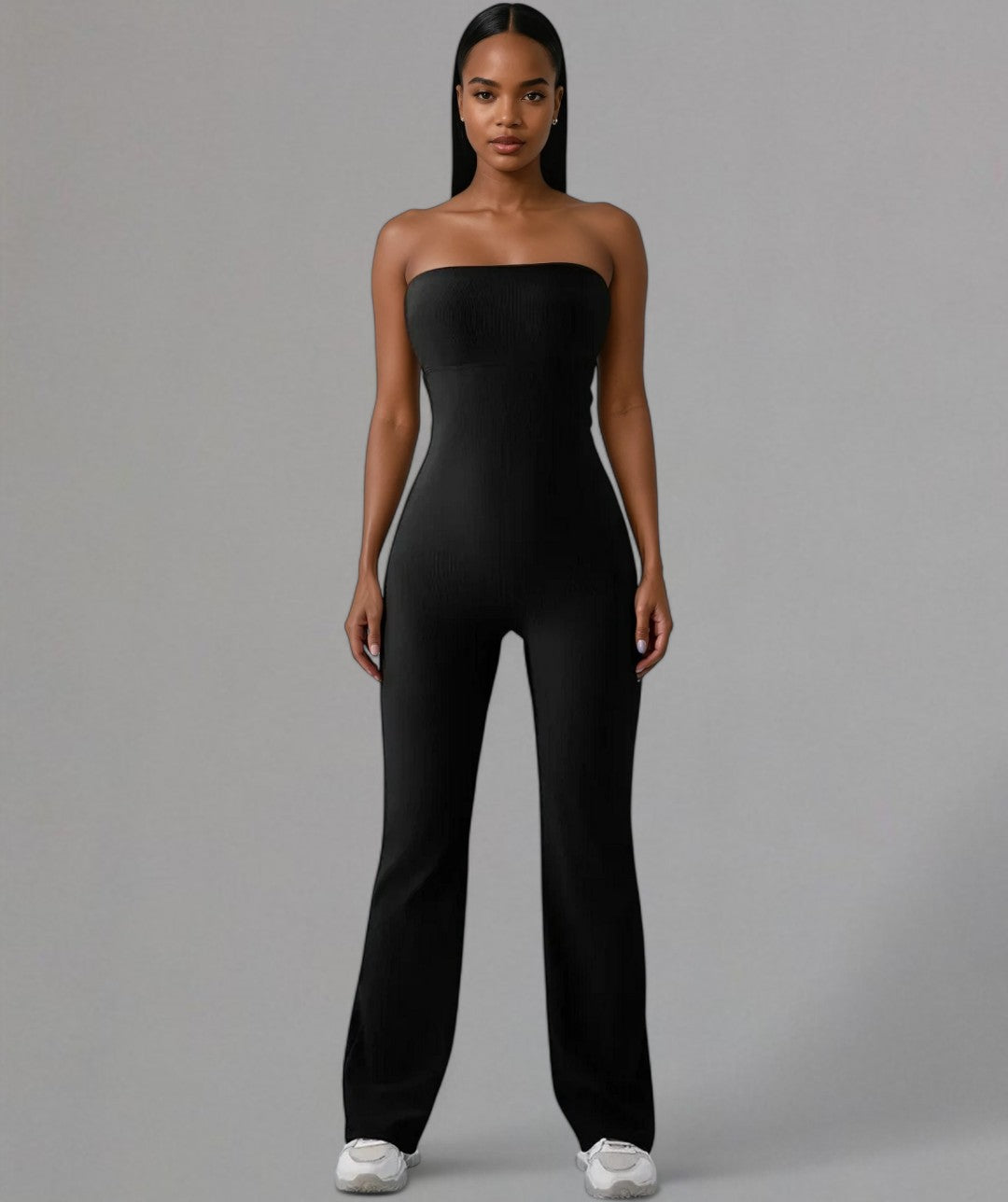 Sophie – Strapless Ribbed Wide-Leg Jumpsuit