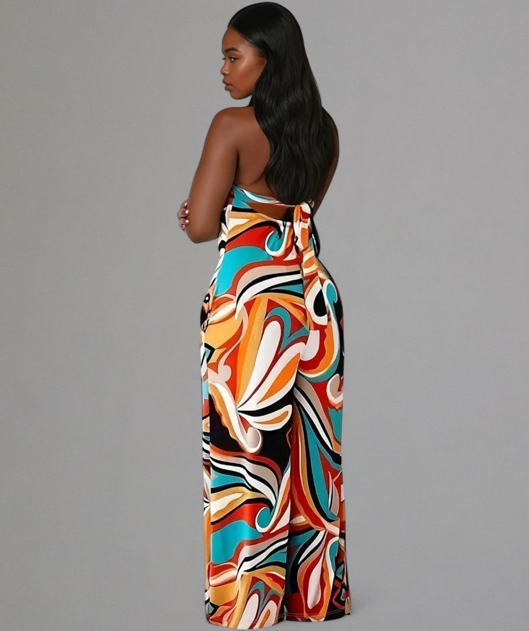 Alessandra – Strapless Jumpsuit with Abstract Print