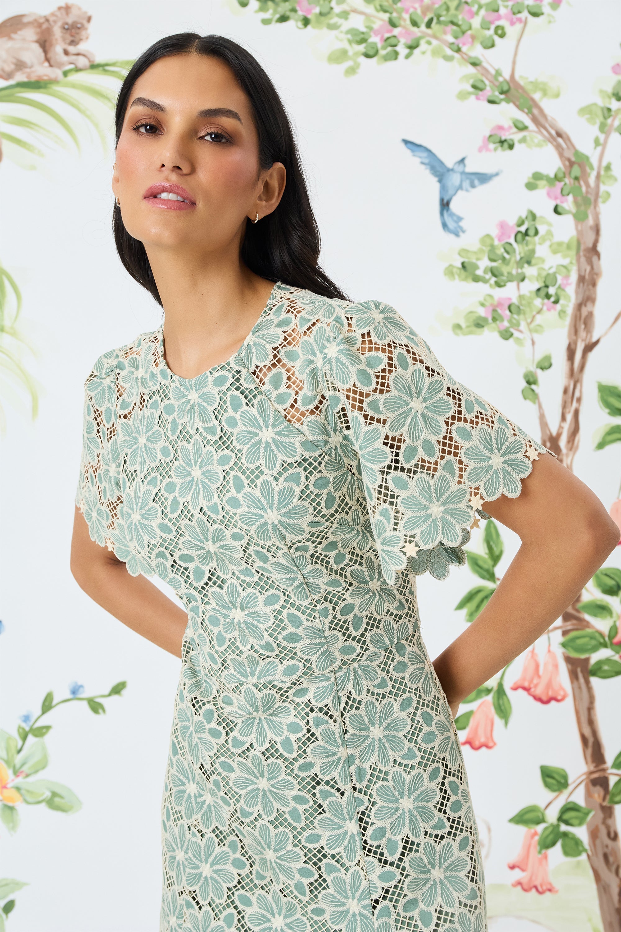 Annabel – Lace Flutter Sleeve Dress