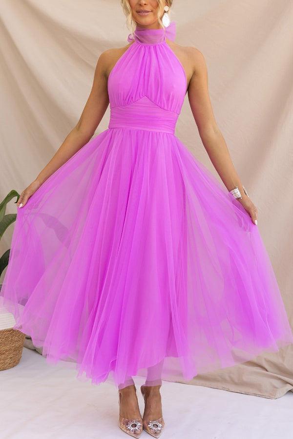 Phoebe – Halter Tulle Tea Dress