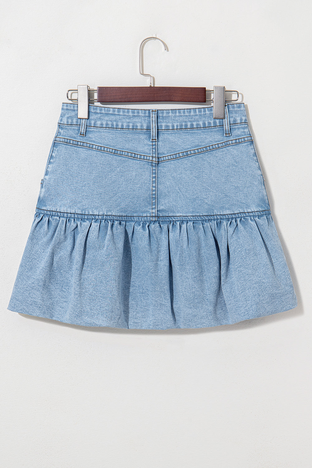 Myosotis - Bubble Hem Denim Mini Skirt