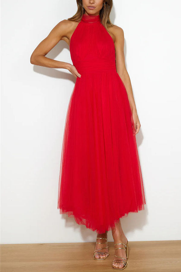 Phoebe – Halter Tulle Tea Dress
