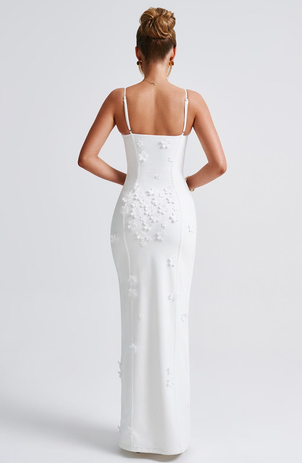 Concetta – Floral Appliqué Slit Gown