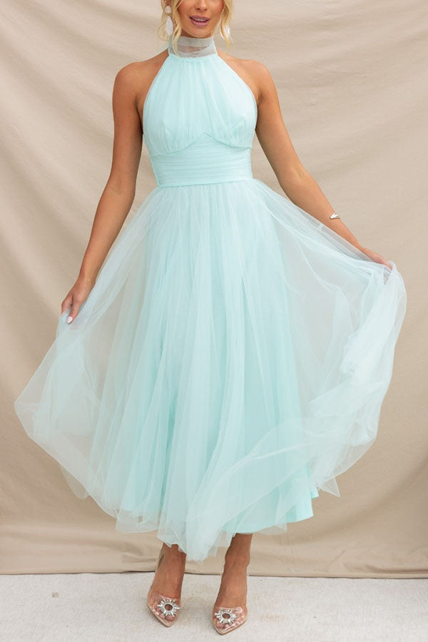 Phoebe – Halter Tulle Tea Dress