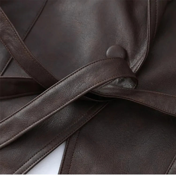 Milano – Vintage Faux Leather Belted Jacket
