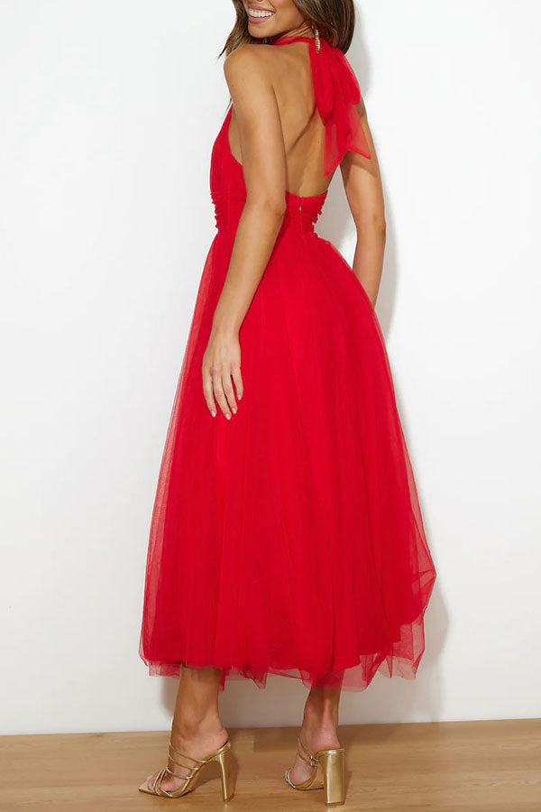 Phoebe – Halter Tulle Tea Dress