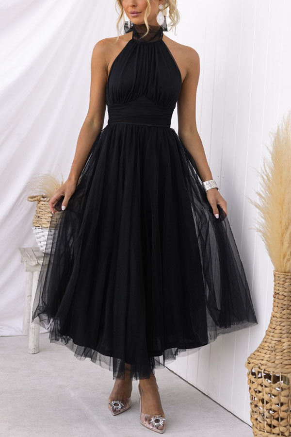 Phoebe – Halter Tulle Tea Dress