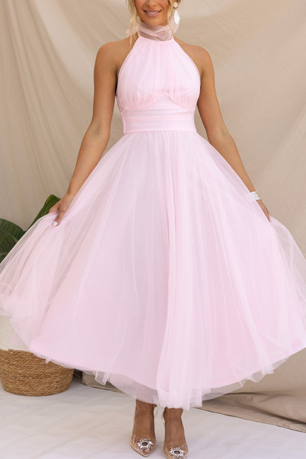 Phoebe – Halter Tulle Tea Dress