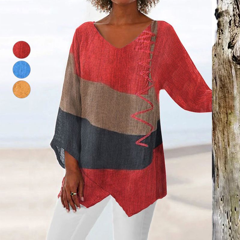 Emily – Elegant Lightweight Printed V-Neck Blouse