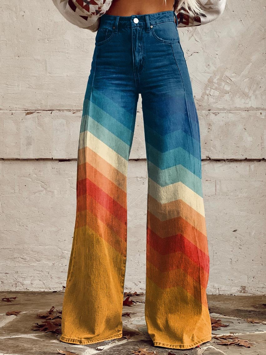 Desia – Retro Chevron Wide Leg Trousers