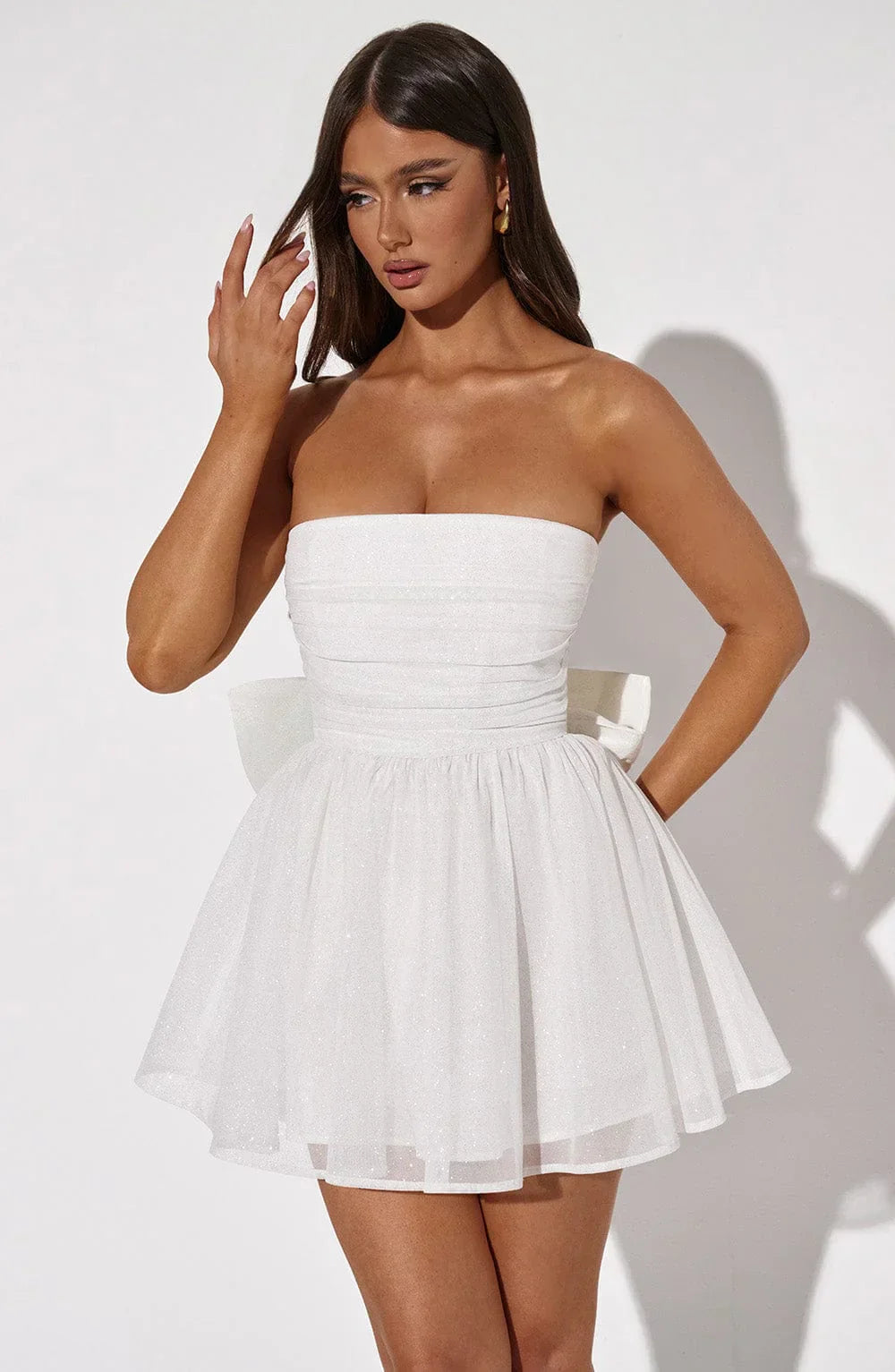 Fiora – Strapless Glitter Mini Dress