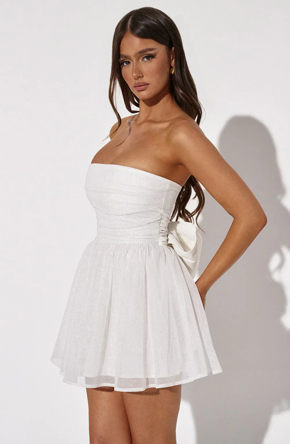 Fiora – Strapless Glitter Mini Dress