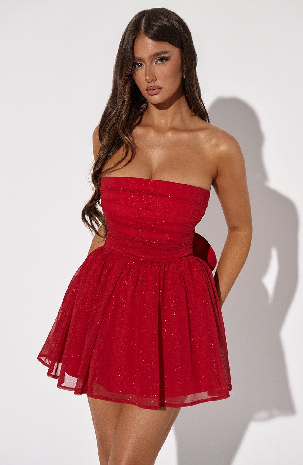 Mirella – Strapless Glitter Mini Dress