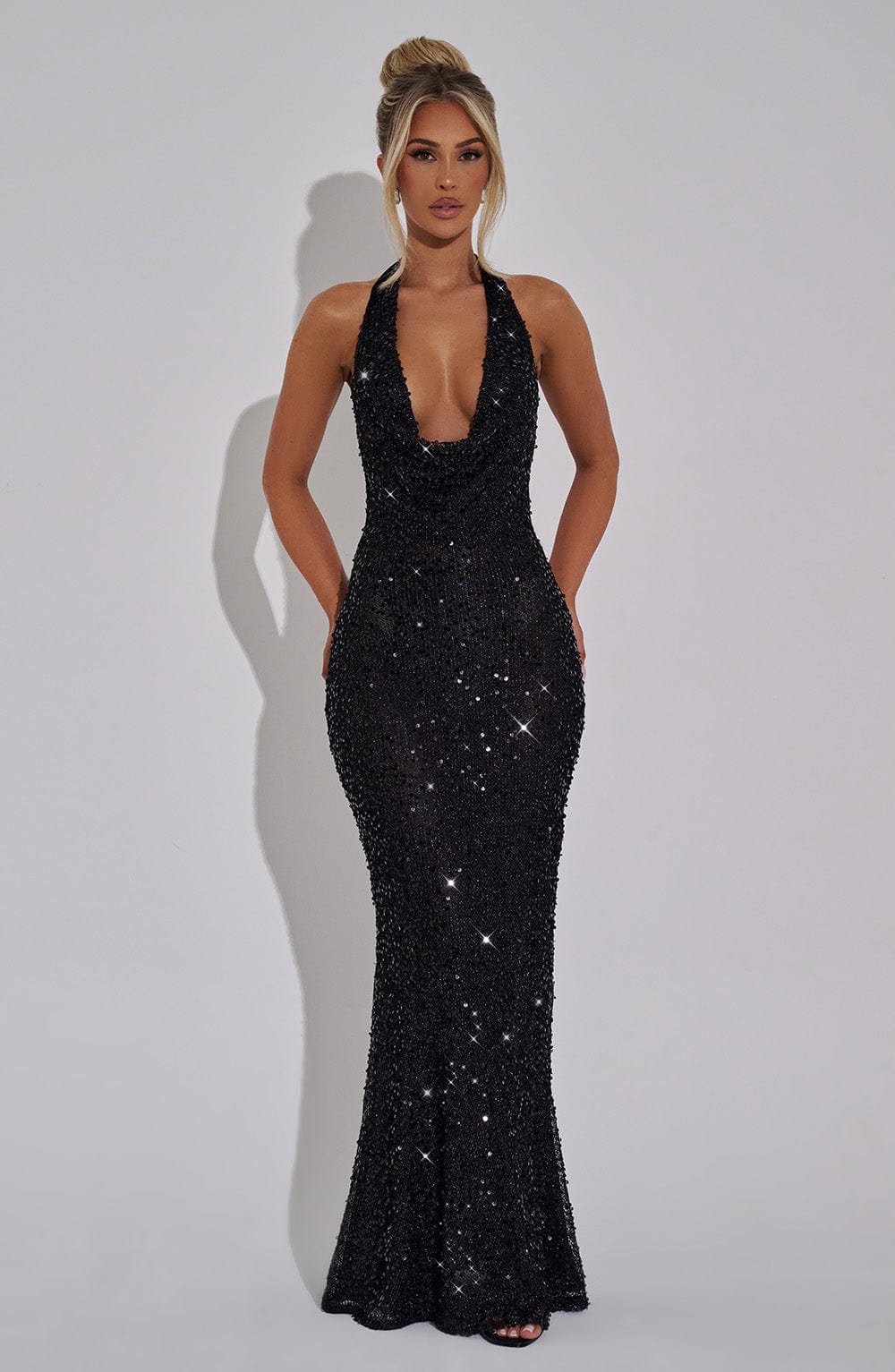 Letizia – Backless Sequin Halter Gown