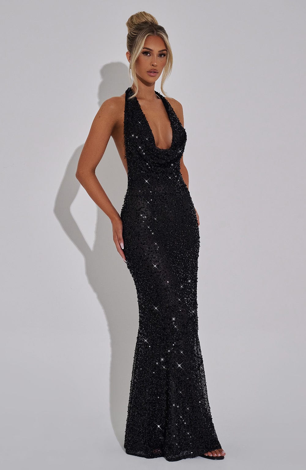 Letizia – Backless Sequin Halter Gown