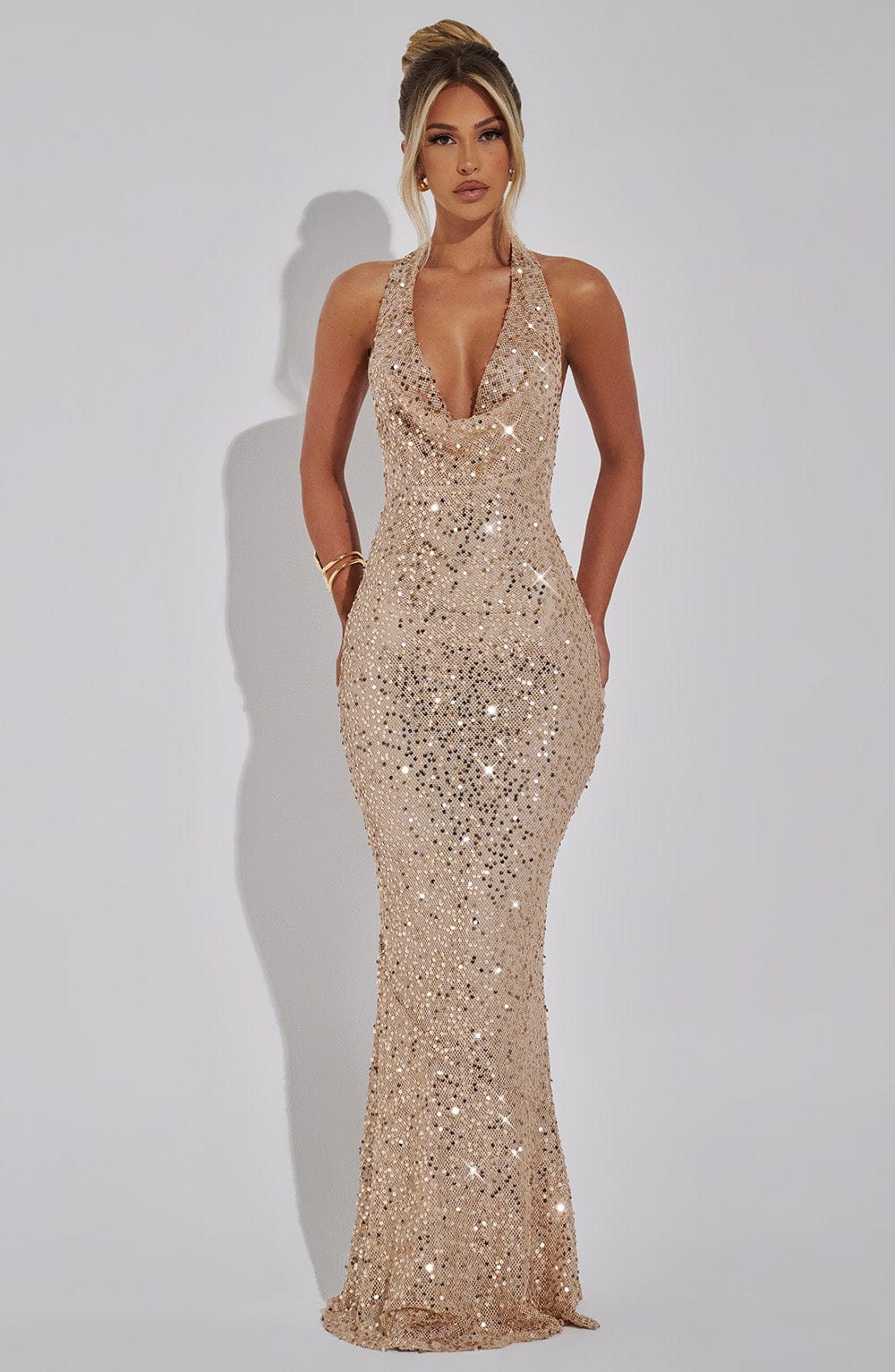 Letizia – Backless Sequin Halter Gown