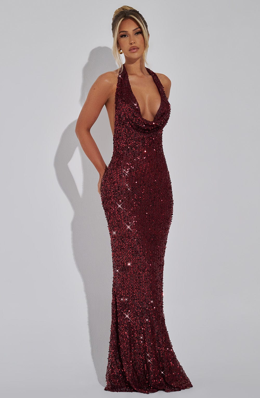 Letizia – Backless Sequin Halter Gown