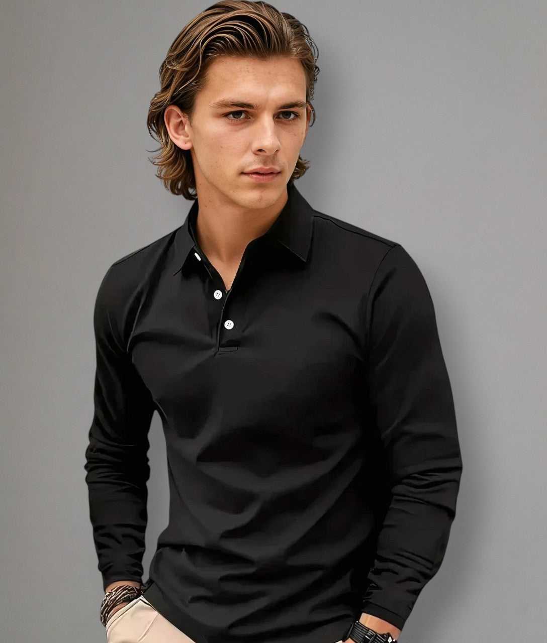 Luca – Long Sleeve Slim Fit Polo Shirt