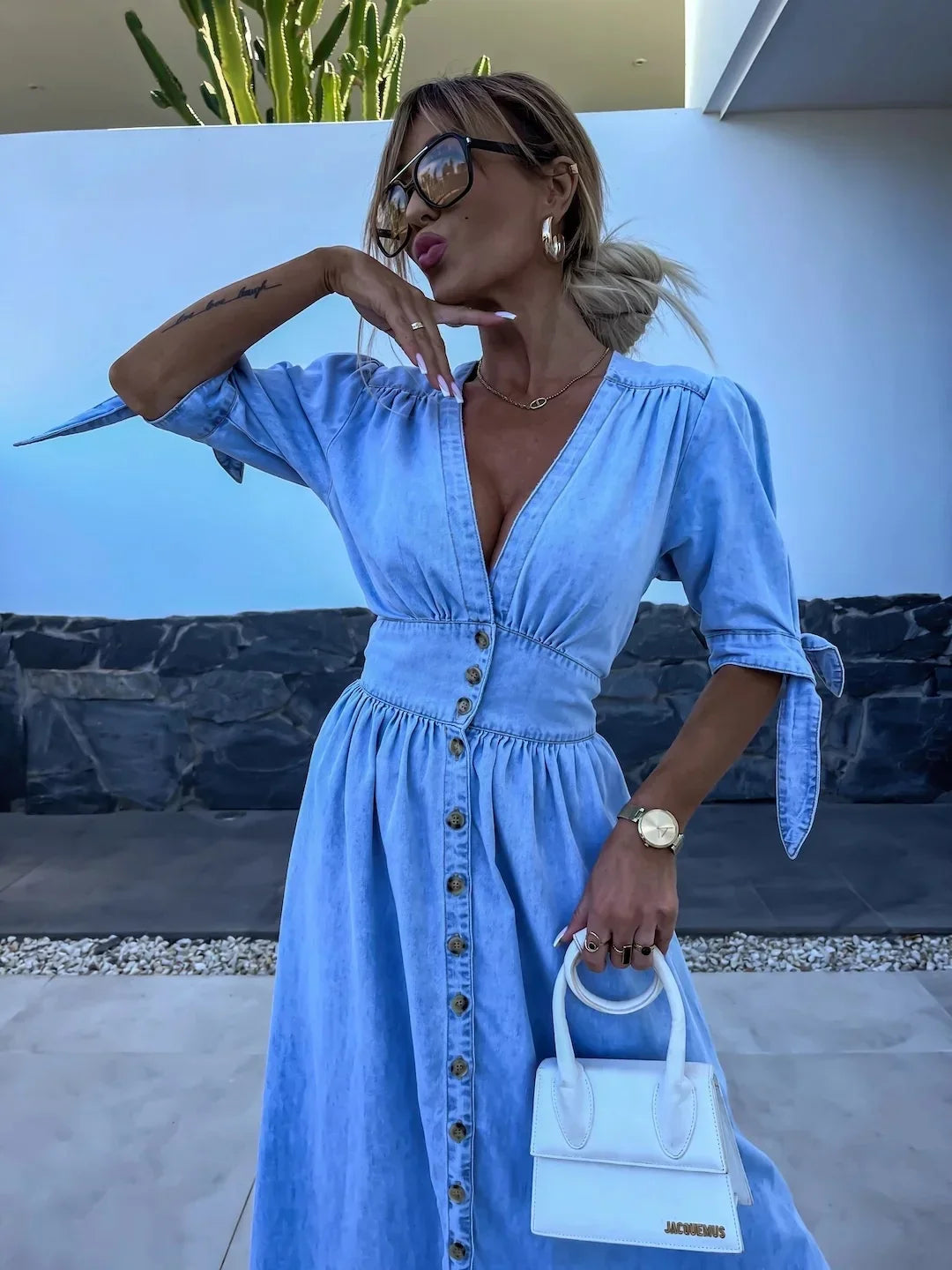 Grace – Light Blue Elegant Maxi Dress