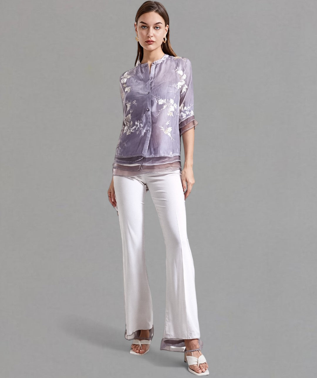 Sophie – Embroidered Floral Cotton Blend Blouse