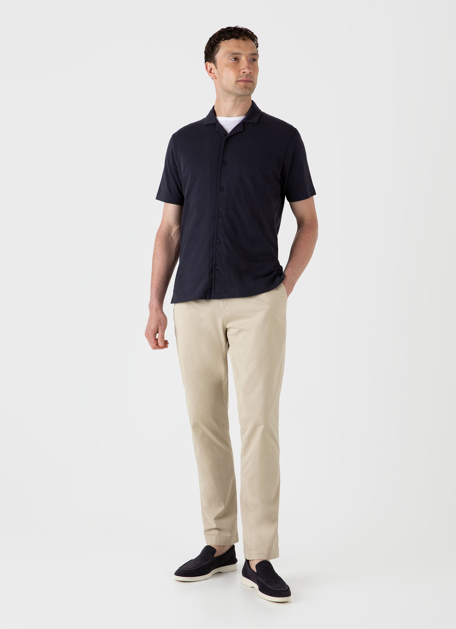 James - Men's Riviera Camp Collar Shirt Navy