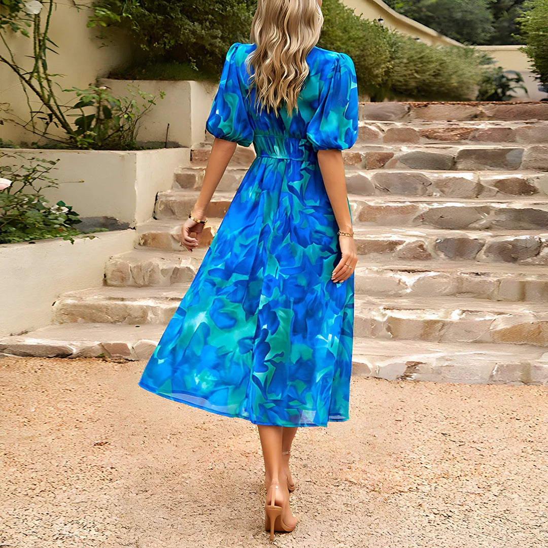 Midi dress with V-neck