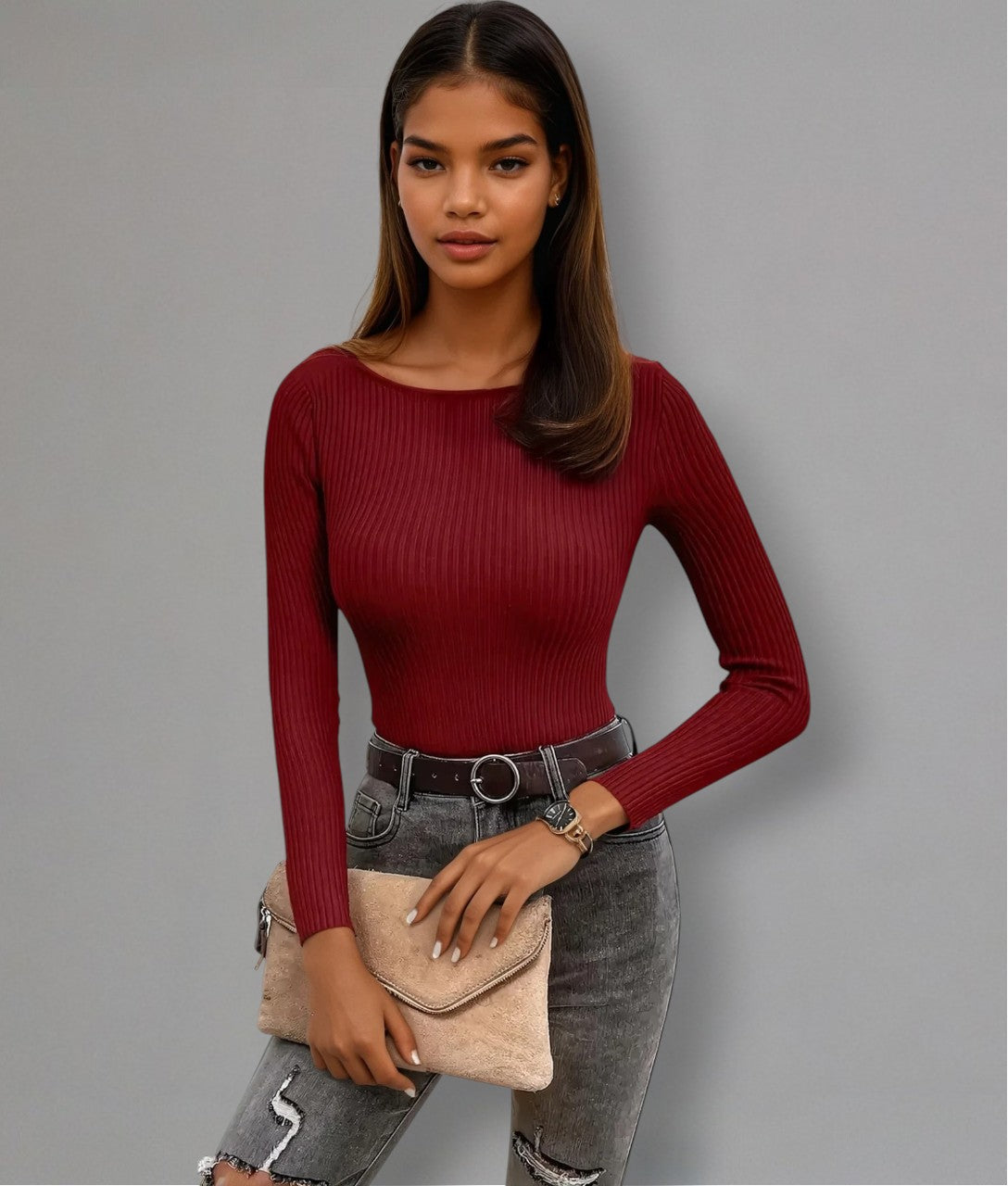 Aurora – Elegant Slim-Fit Ribbed Jumper