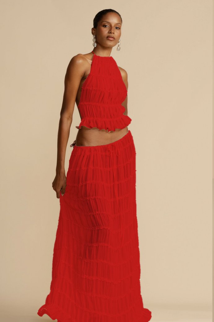 Backless pleated set