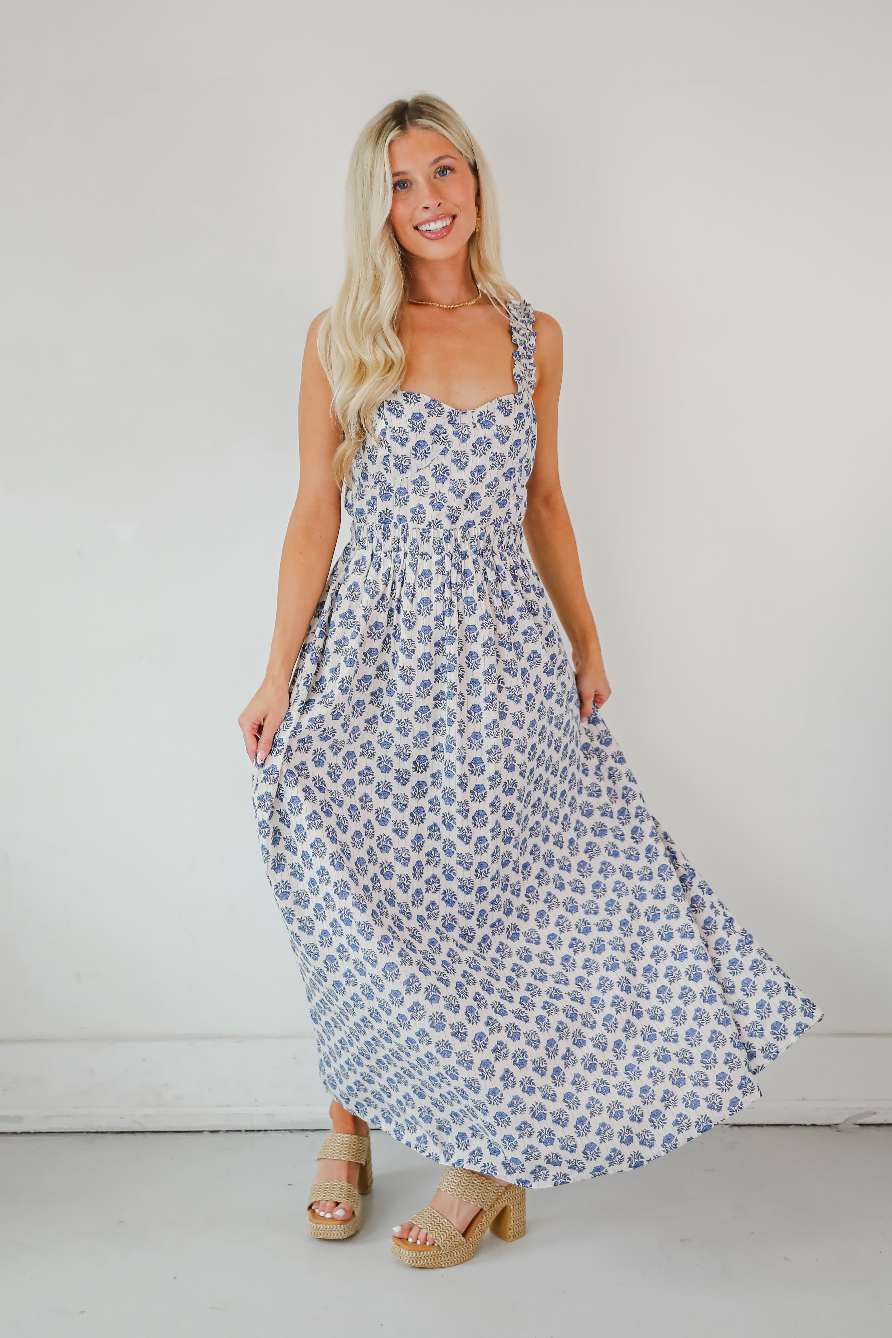 Olivia - Element Blue Floral Maxi Dress