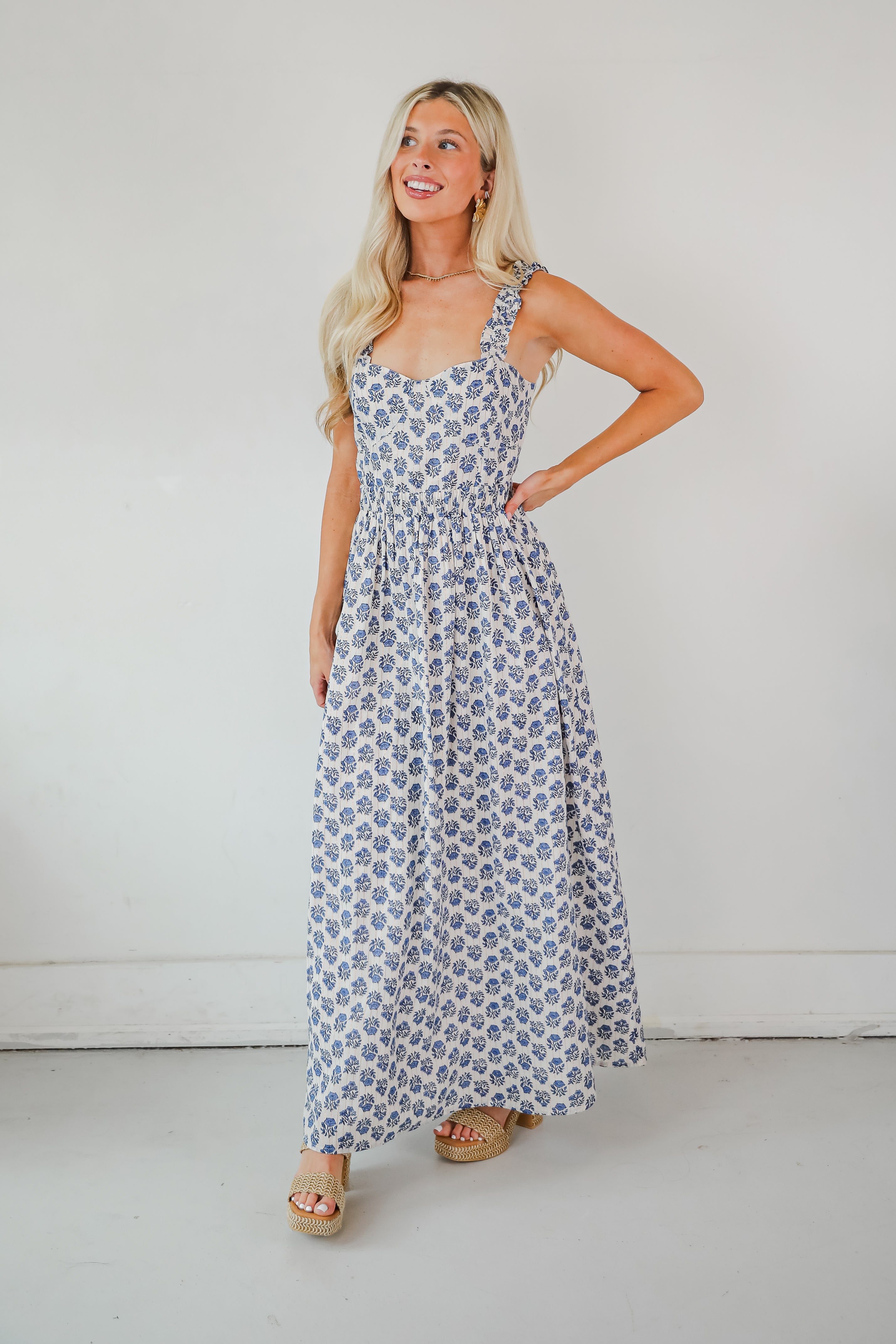 Olivia - Element Blue Floral Maxi Dress