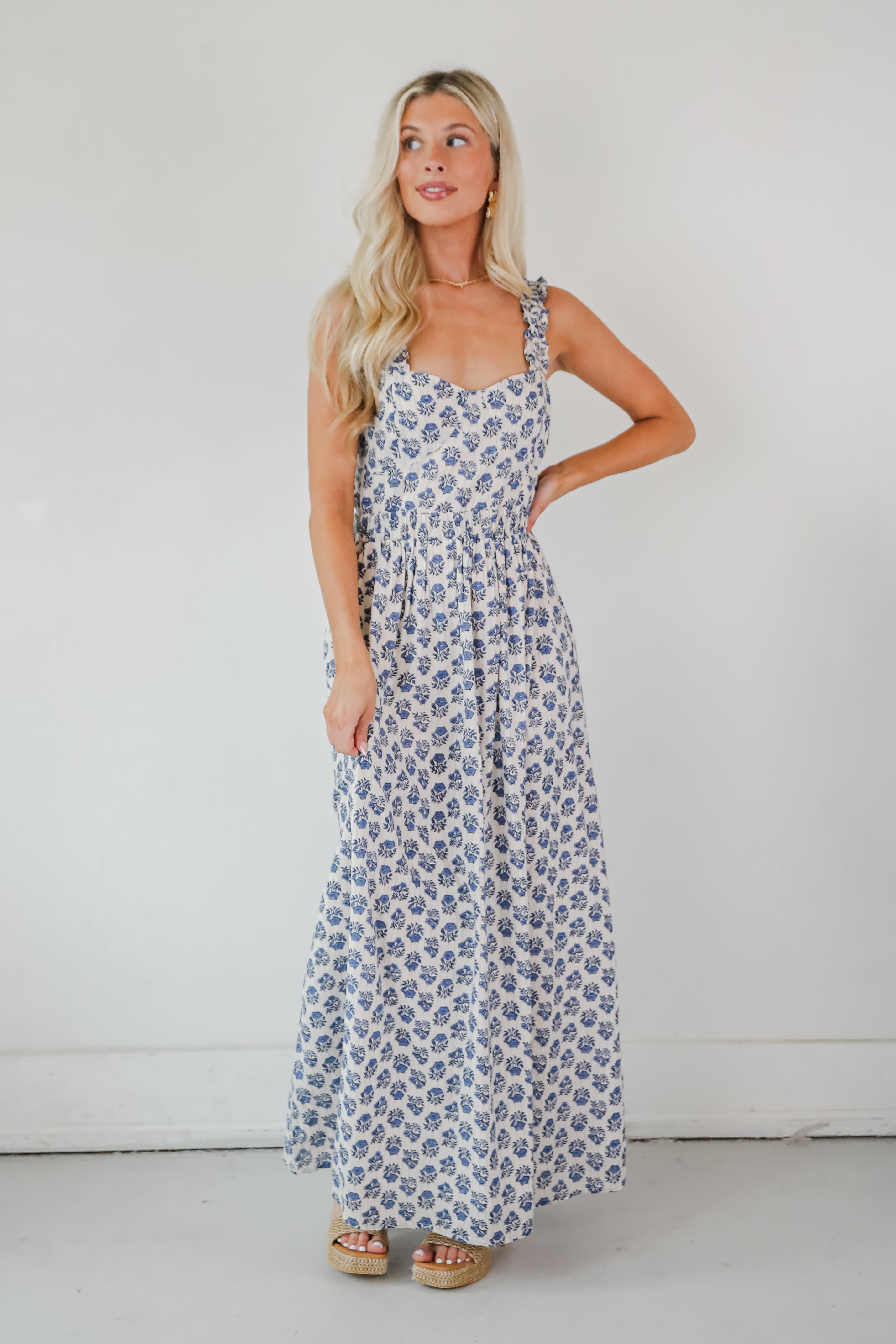 Olivia - Element Blue Floral Maxi Dress