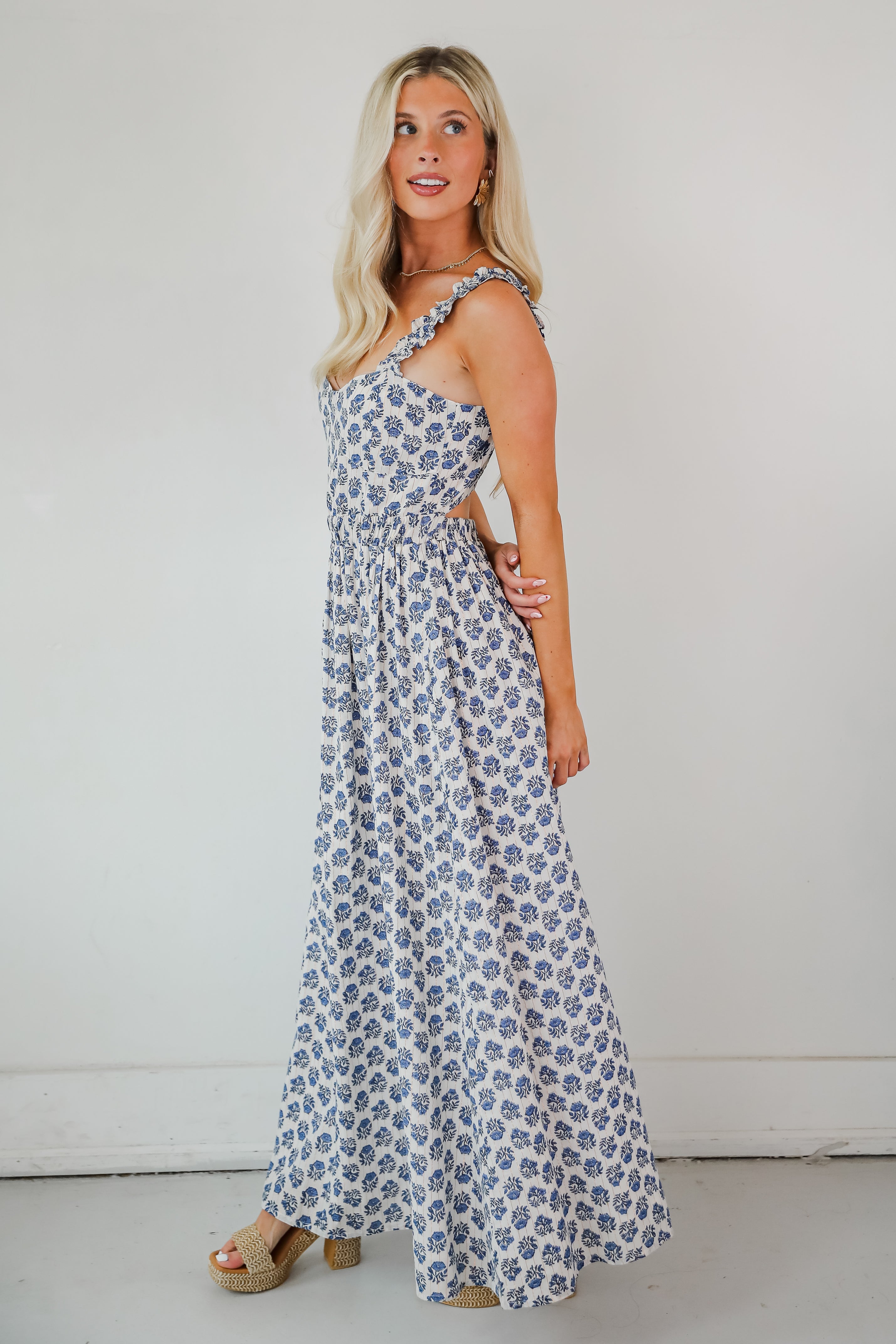 Olivia - Element Blue Floral Maxi Dress