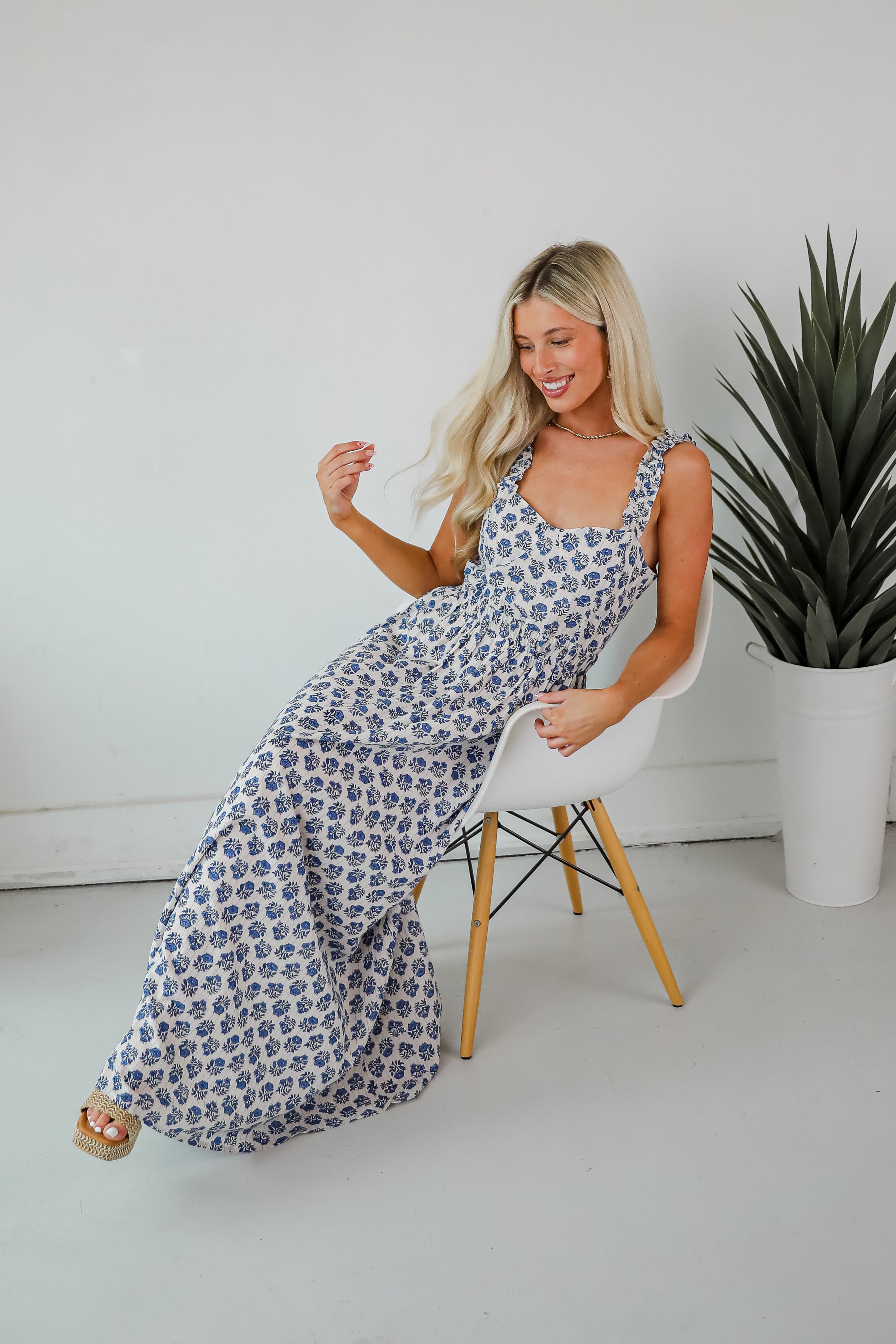 Olivia - Element Blue Floral Maxi Dress