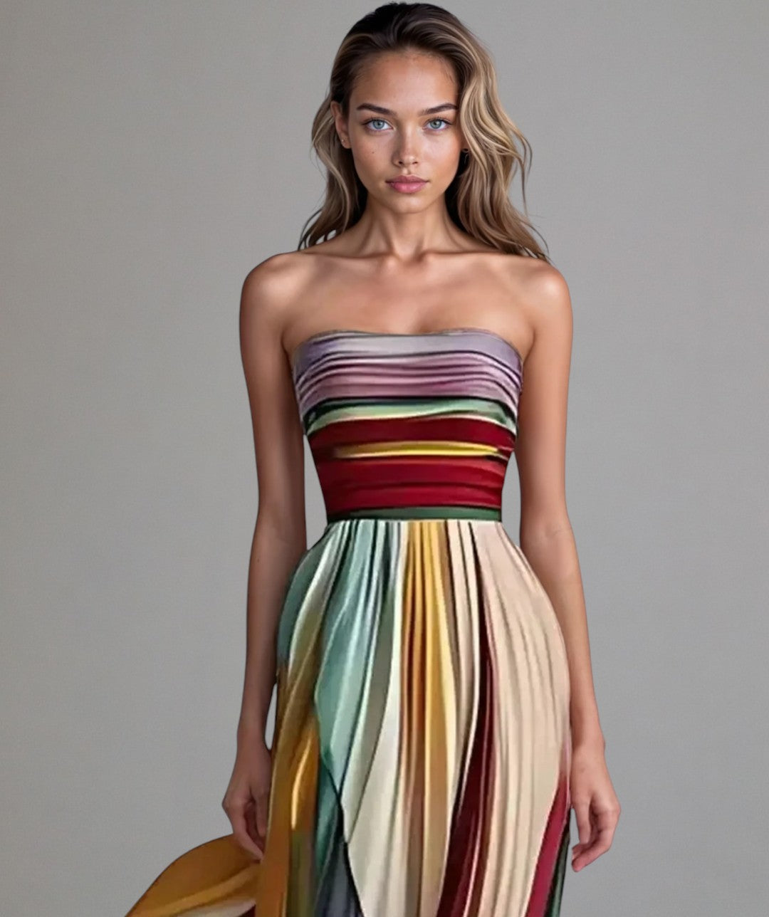 Isla – Colourful Strapless Summer Holiday Dress