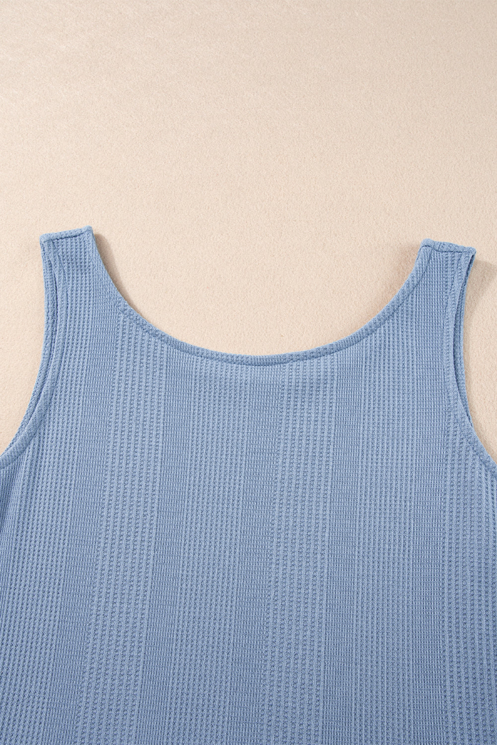 Amelia - Blue Ribbed Ruffle Tank Top and Pants Set