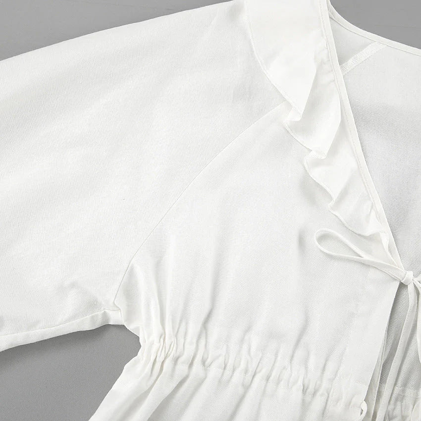 Alexandra - Ruffled Tie-Front Top & Shorts Set