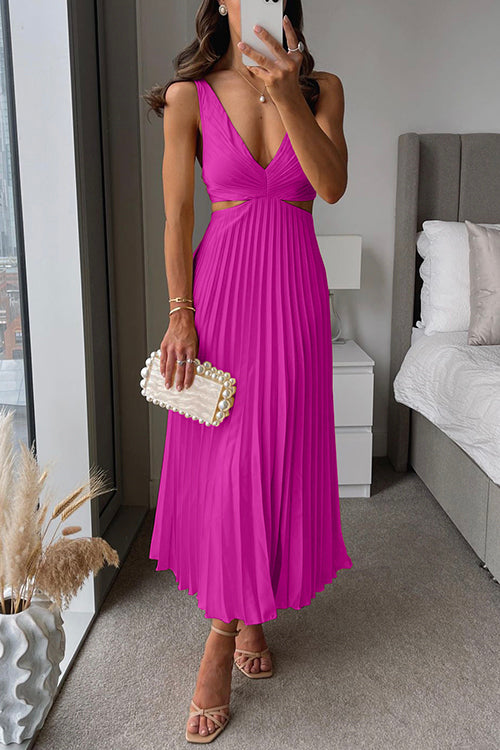Zoe – Twist Cut-Out Pleated Midi