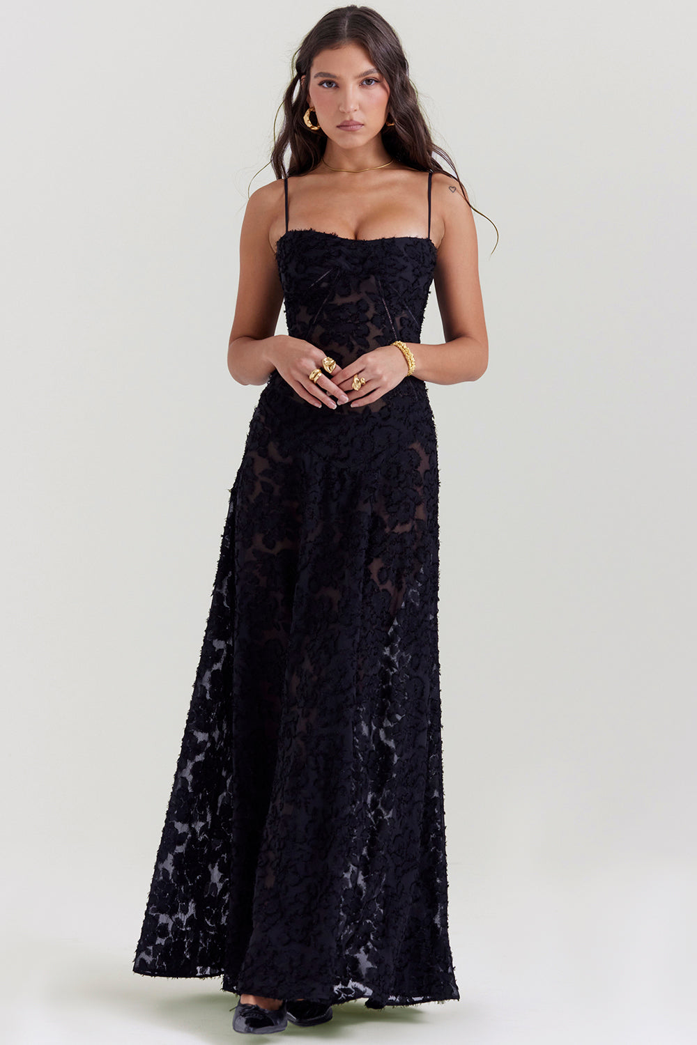 Berenice – Sheer Appliqué Maxi Dress