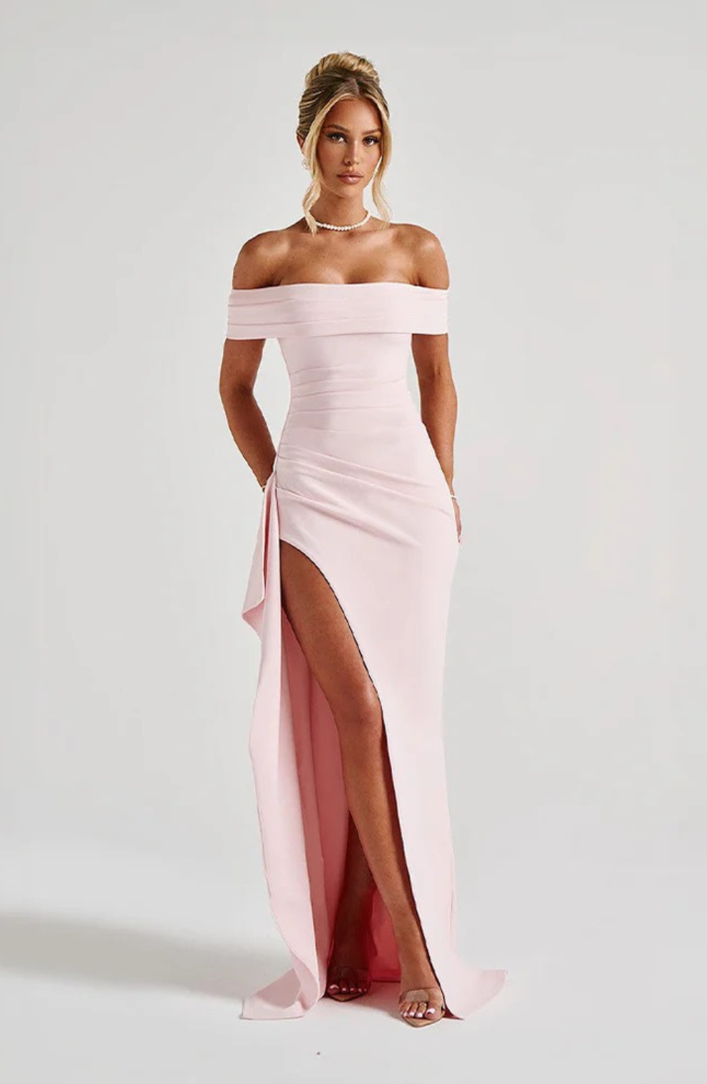 Bianella – Off-Shoulder Thigh-Split Gown