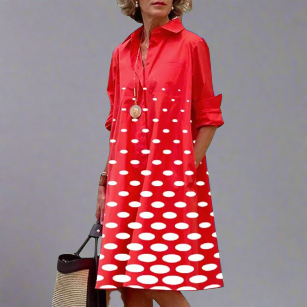 Zosia - Women's retro long sleeve dress with pocket