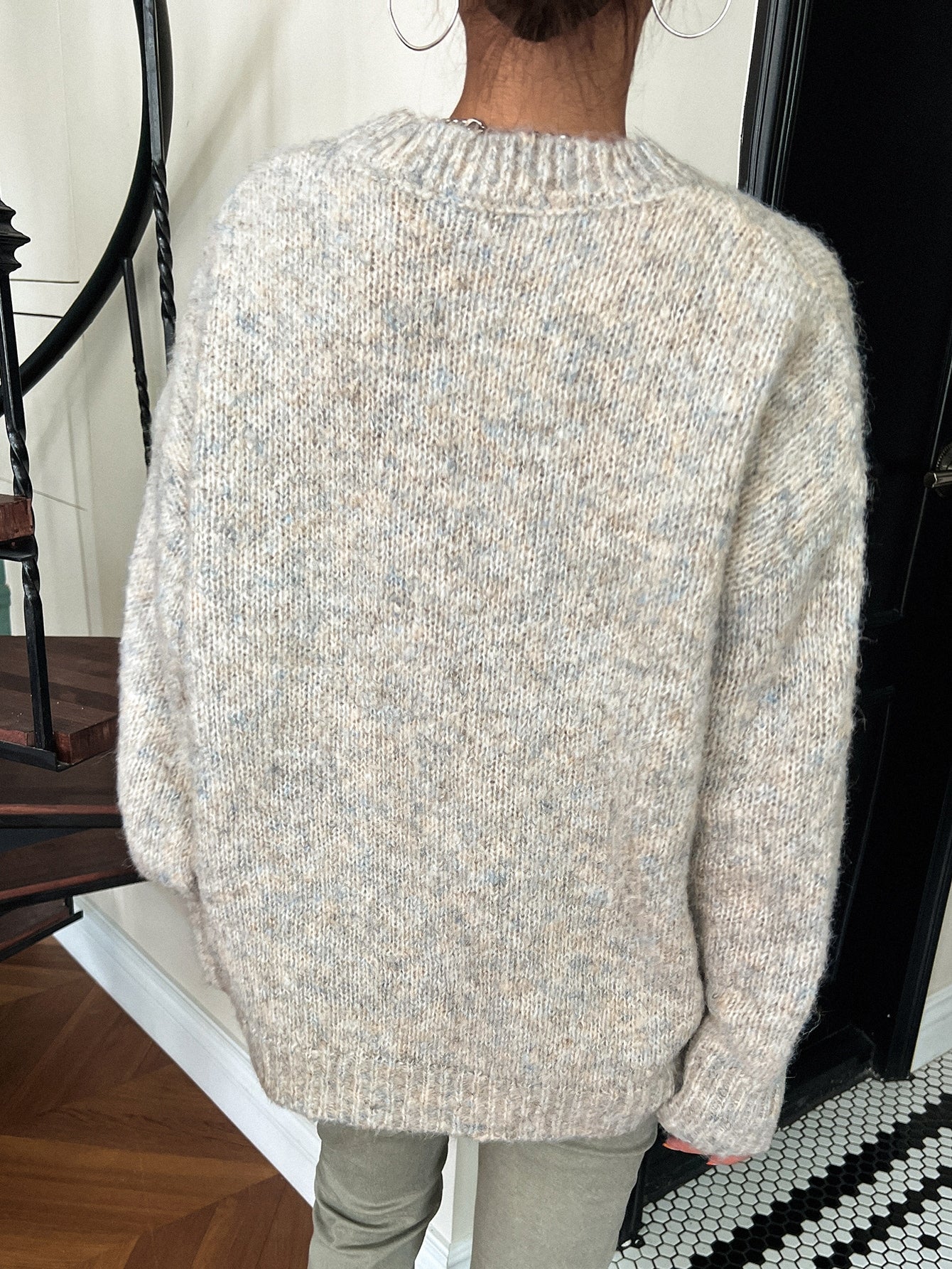 Marled Knit Drop Shoulder Sweater