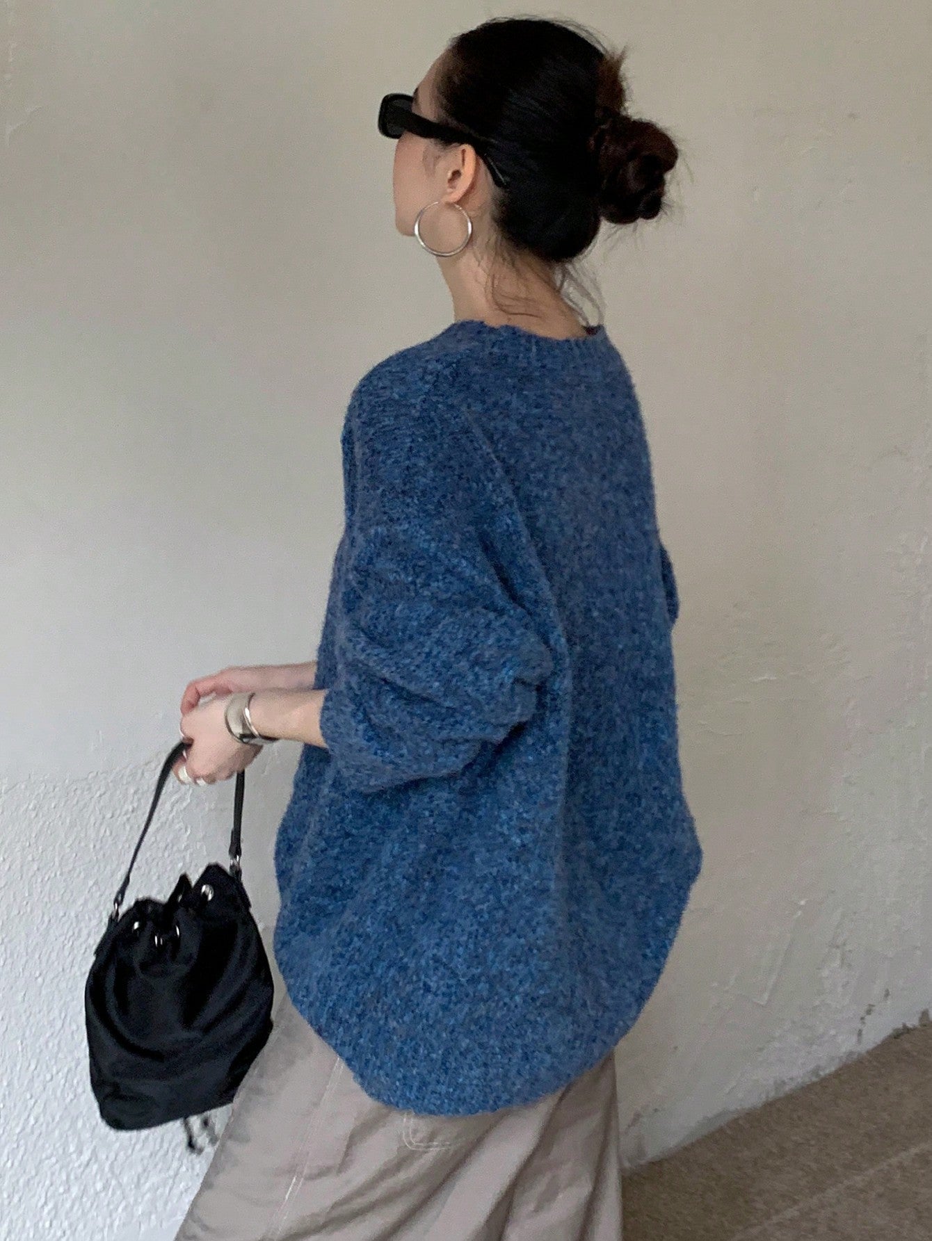 Marled Knit Drop Shoulder Sweater