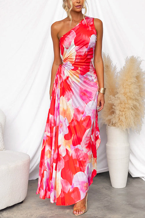 Kacie – One-Shoulder Pleated Maxi