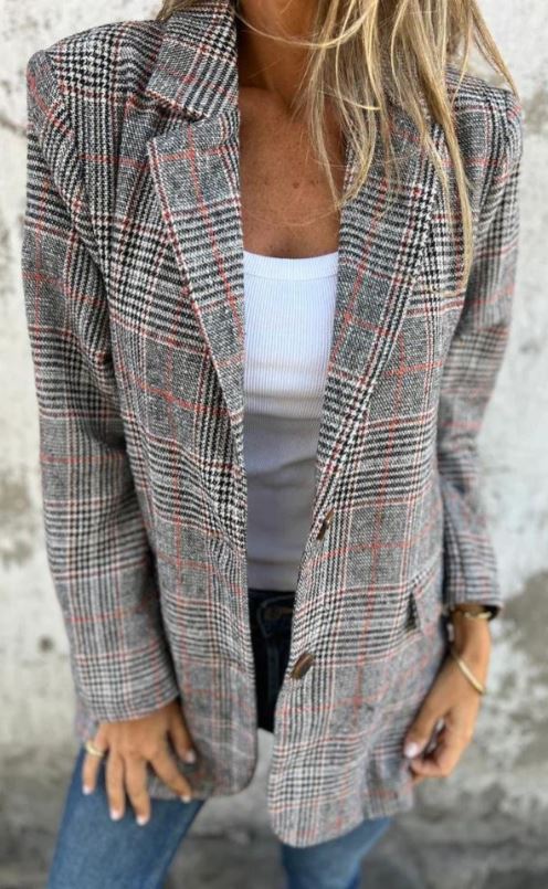 Elaina - Stylish Checked Winter Blazer