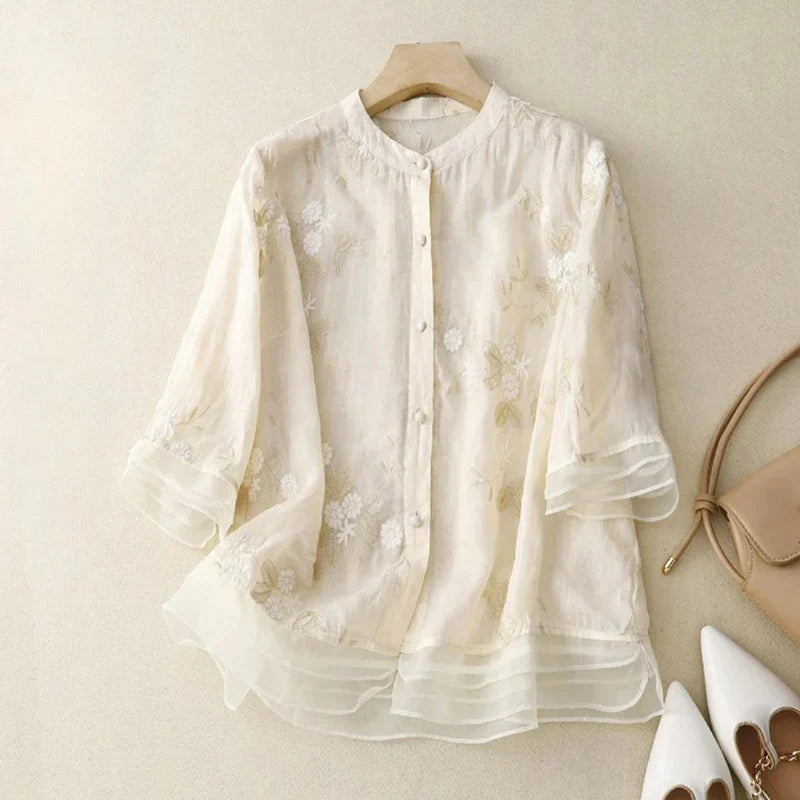 LUNA - Embroidered Cotton Blouse
