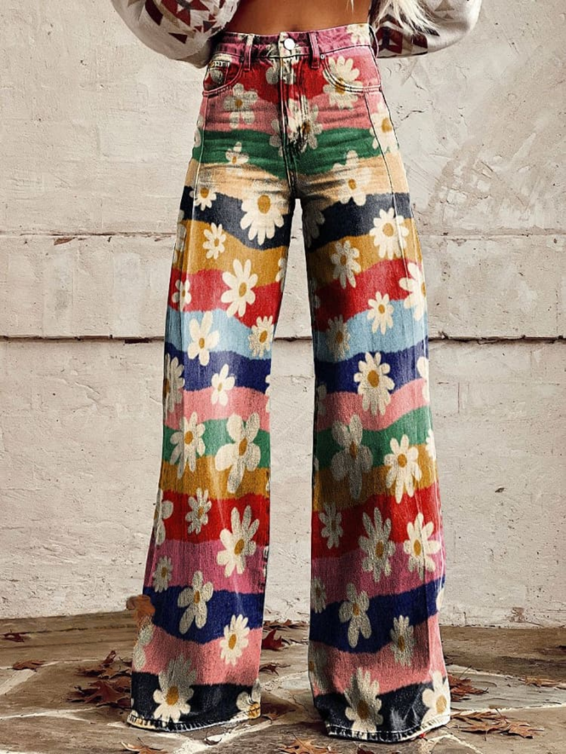 BLOSSOM - Retro Floral Palazzo Trousers
