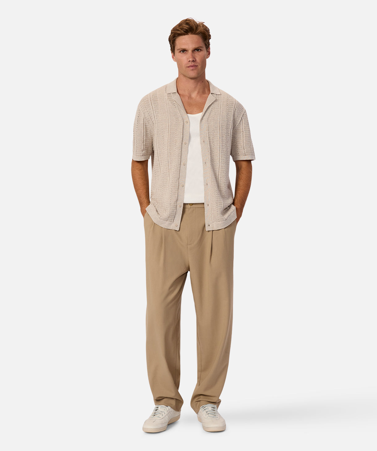 Noah- Short Sleeve Beige Shirt
