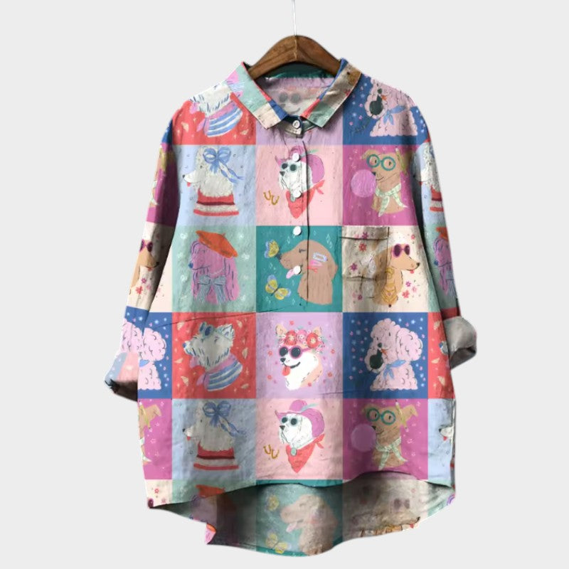 MARIANELLA | Oversize Blouse with Canine Print and Everyday Comfort for a Cheerful Style