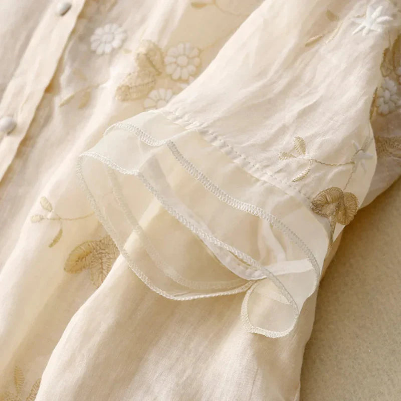 LUNA - Embroidered Cotton Blouse